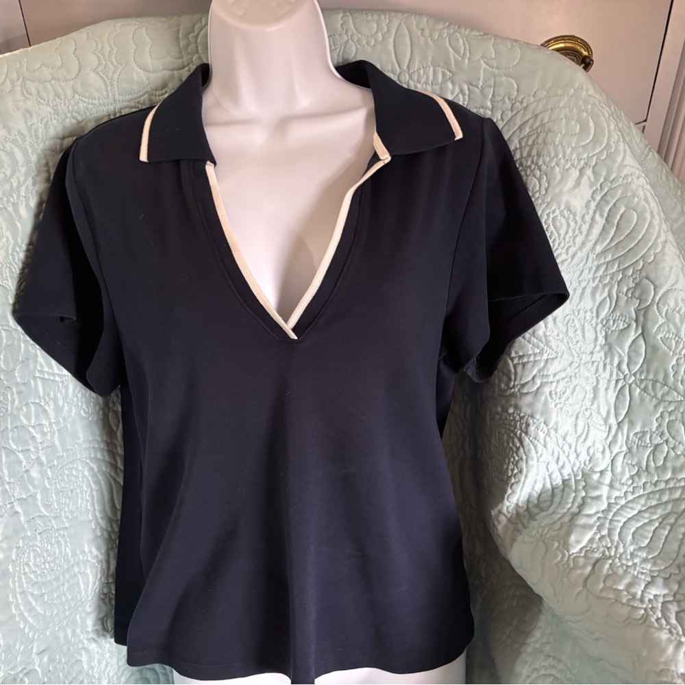 Old Navy Dark Blue V-Neck Polo Tee